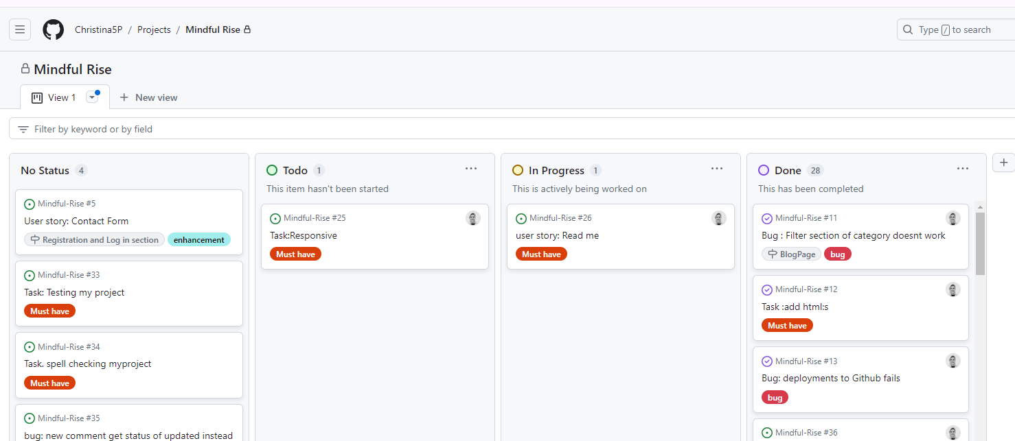Screenshot of canban