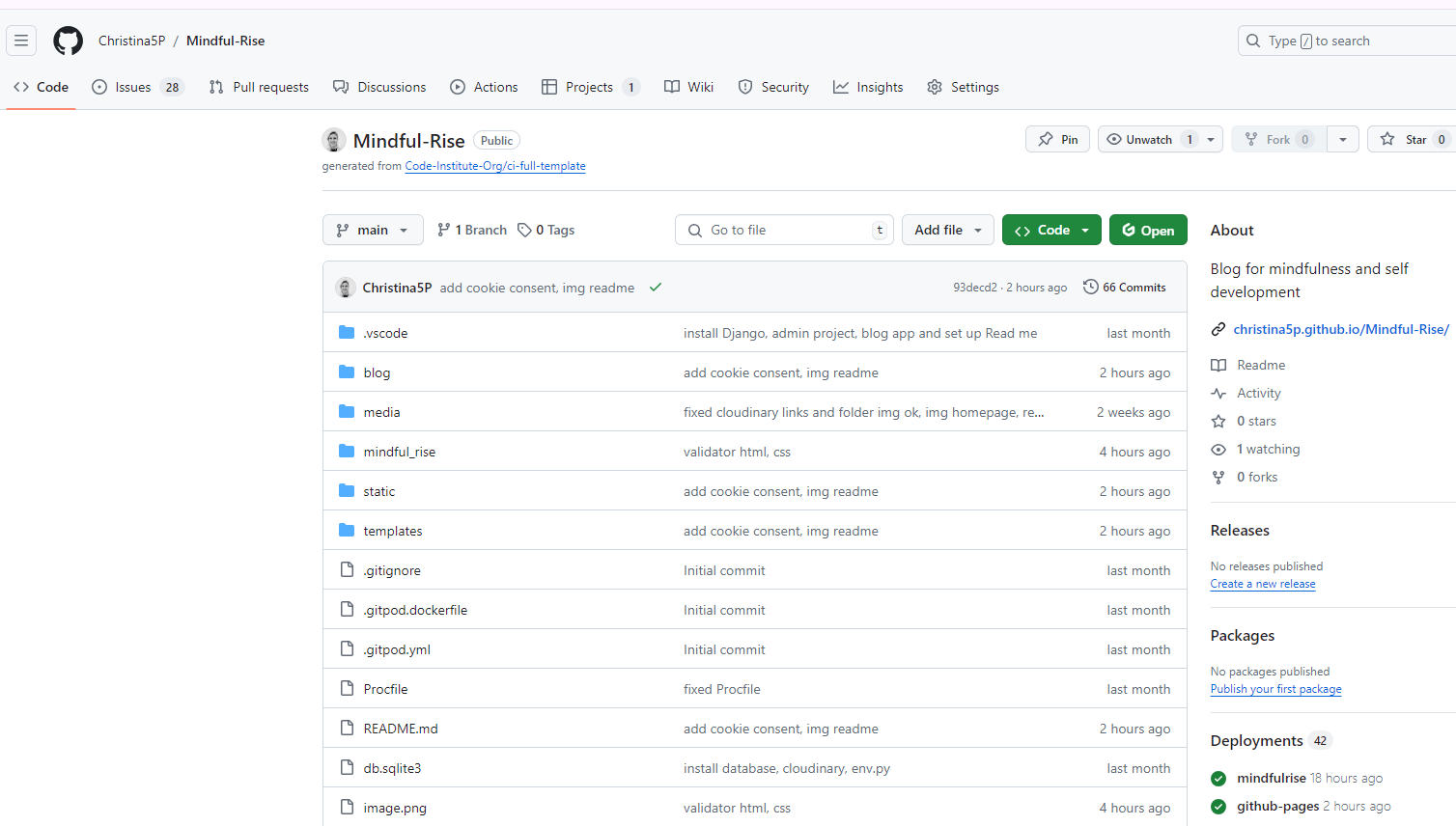 Screenshot of Github