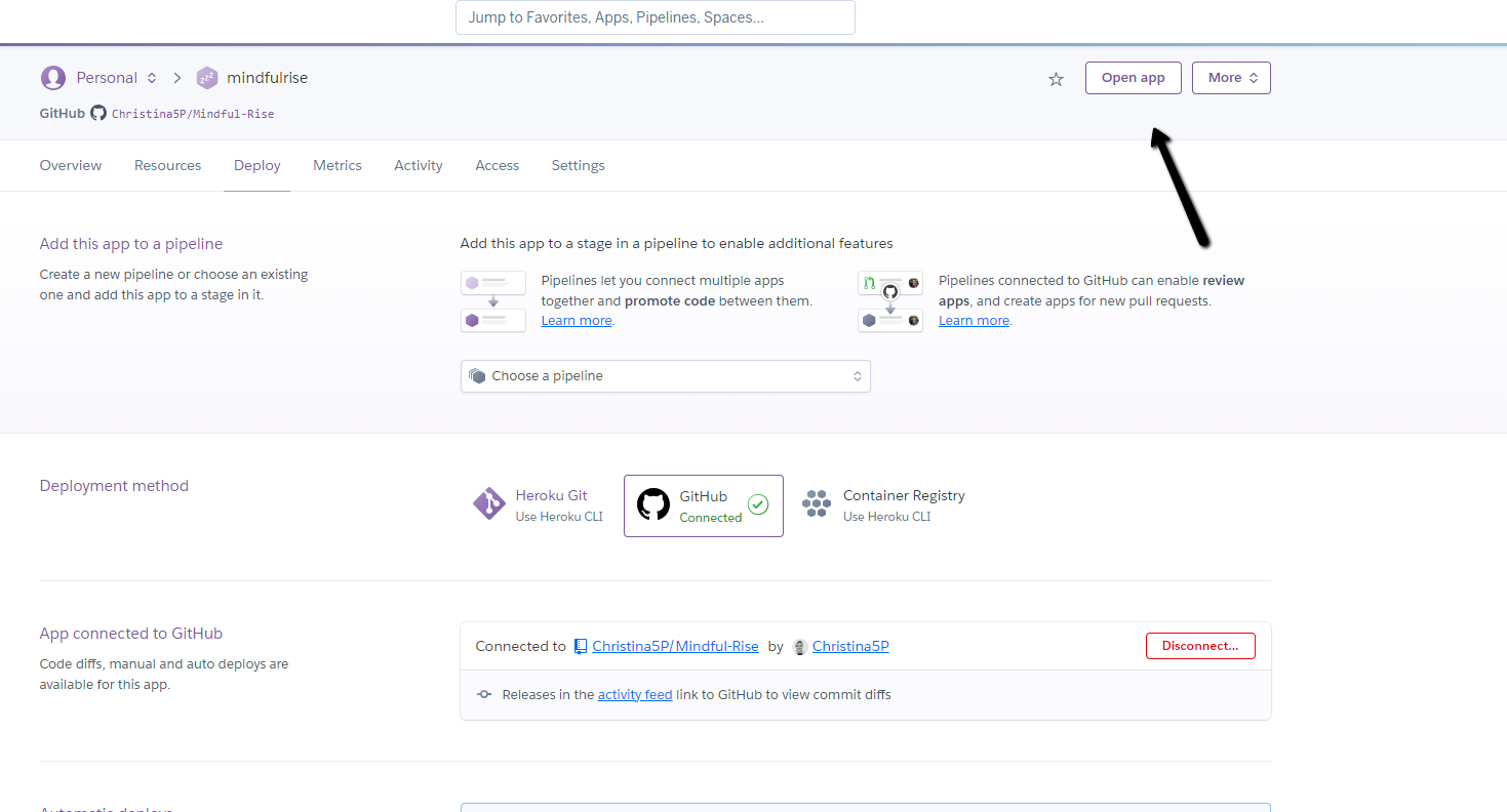 Screenshot of app