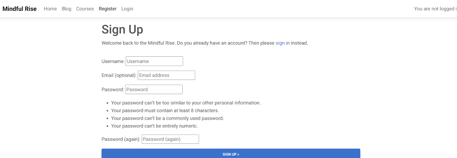 Screenshot of register